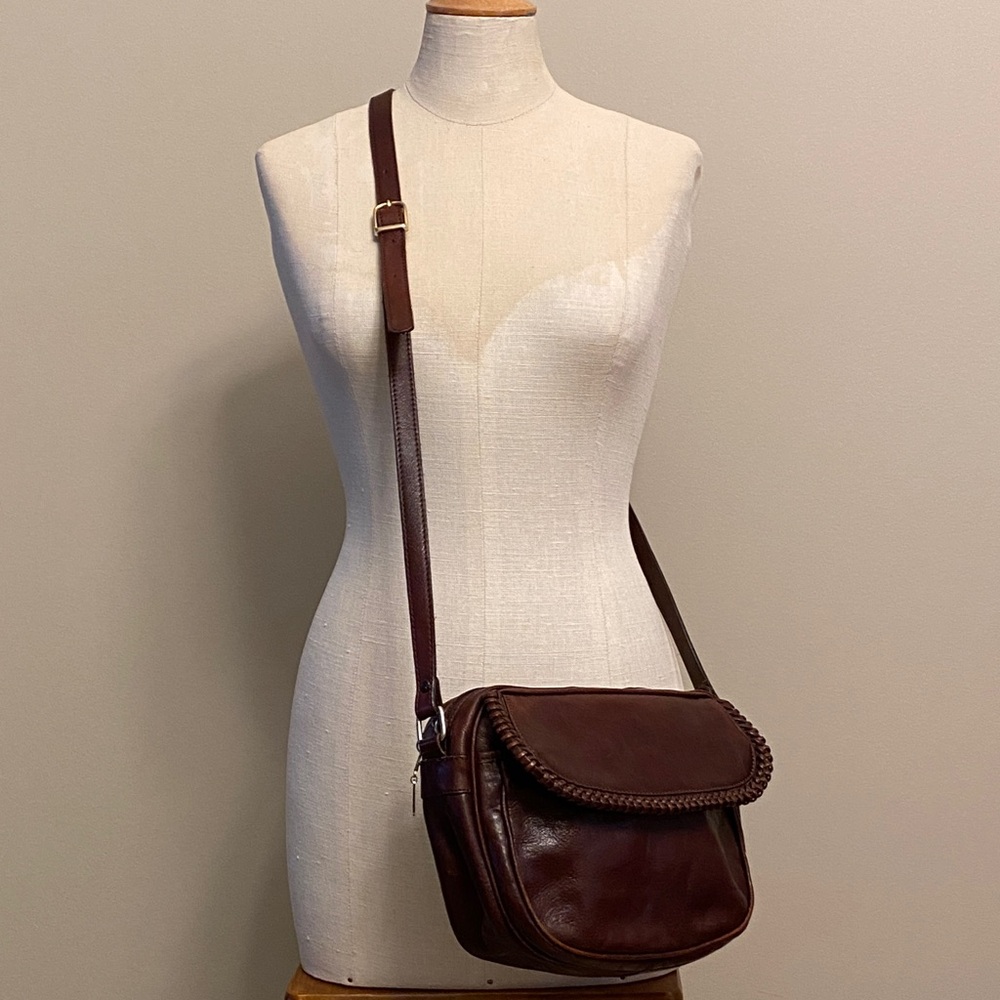 BOES vintage-Casual Brown leather Crossbody Bag